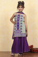 Purple Cotton Printed Straight Sharara Suit Set image number 6