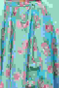 Blue Poly Chanderi Floral Printed Flared Lehenga Set image number 2