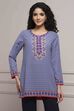 Blue Art Silk Printed Straight Short Kurta image number 5