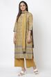 Ochre Yellow Straight Kurta Palazzo Suit Set image number 2