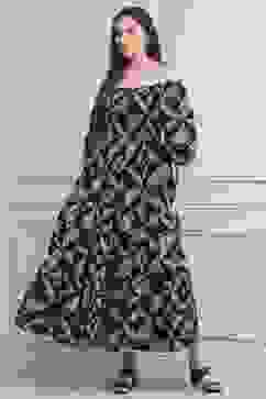 Black Cotton Printed Tiered Dress image number 6