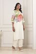 Beige Cotton Floral Printed Straight Kurta Set image number 5