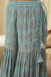 Powder Blue Embroidered Straight Suit Set image number 2