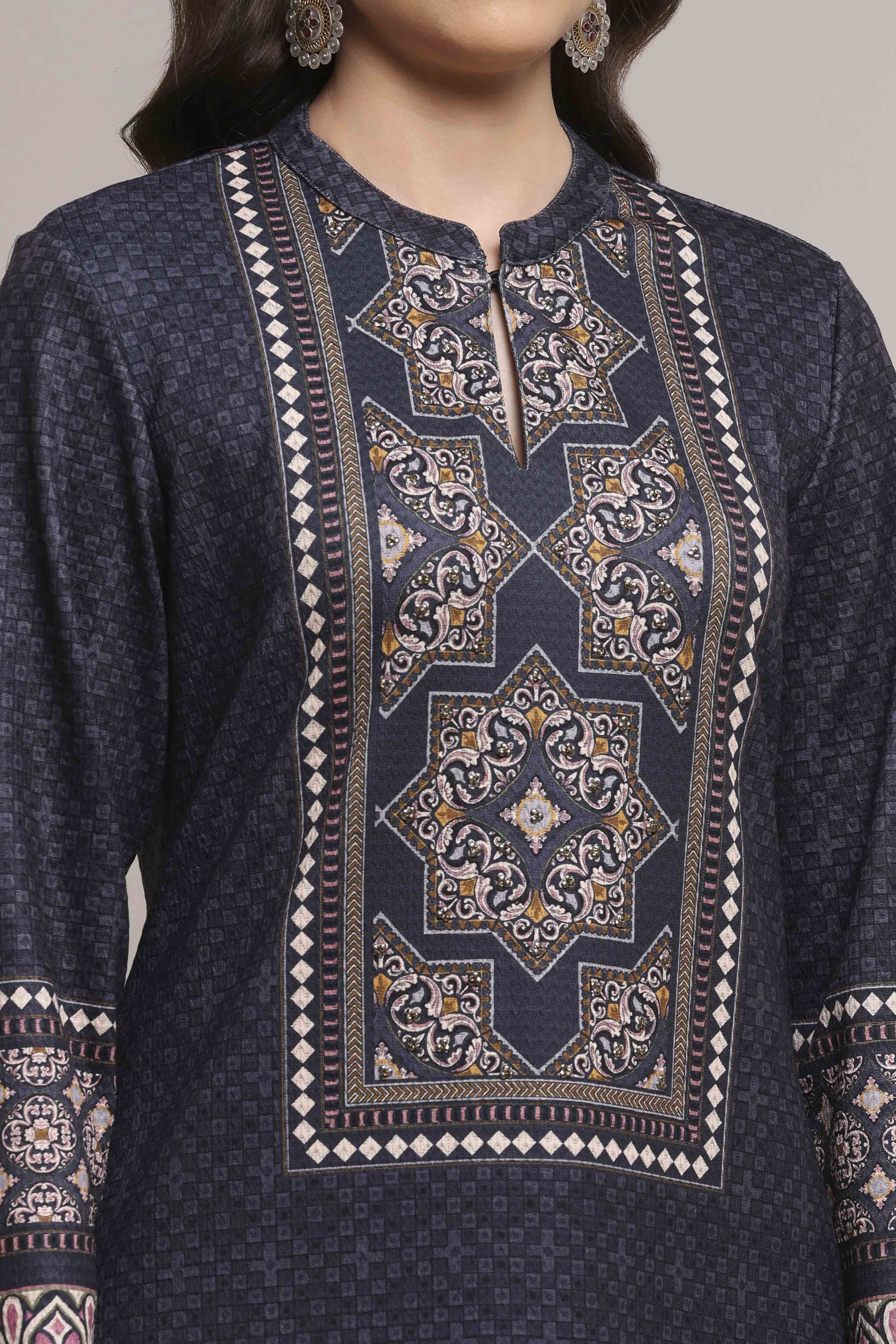 Black Polyester Printed Kurti image number 1
