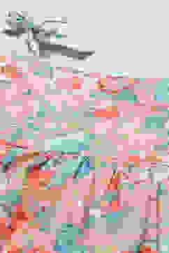 Peach Cotton A-Line Printed Dress image number 1