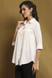 Dusk Blue Cotton Blend Solid Straight Shirt Style Kurti image number 2