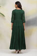 Green Straight Cotton Fusion Wear Dress image number 5