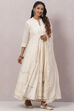 Off White Flared Kurta Skirt Kurta Skirt Suit Set image number 6