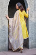 Yellow Cotton Gathered Kurta & Pants Suit Set image number 4