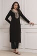 Black Acrylic Solid Straight Winter Kurta image number 0
