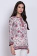 Off White Cotton Blend Printed Kurti image number 4