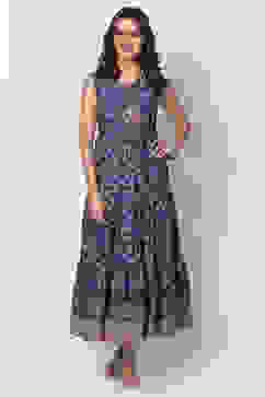 Indigo Flared Cotton Dress image number 0