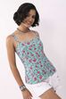 Turquoise Cotton Floral Tie-Up Back Strappy Top image number 3
