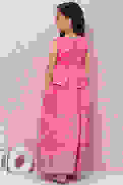 Pink Art Silk Flared Lehenga image number 4