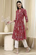 Black Cotton Printed A-Line Kurta image number 2