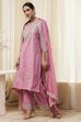 Powder Pink Embroidered Straight Suit Set image number 3