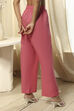 Pink Cotton Solid Straight Palazzos image number 5