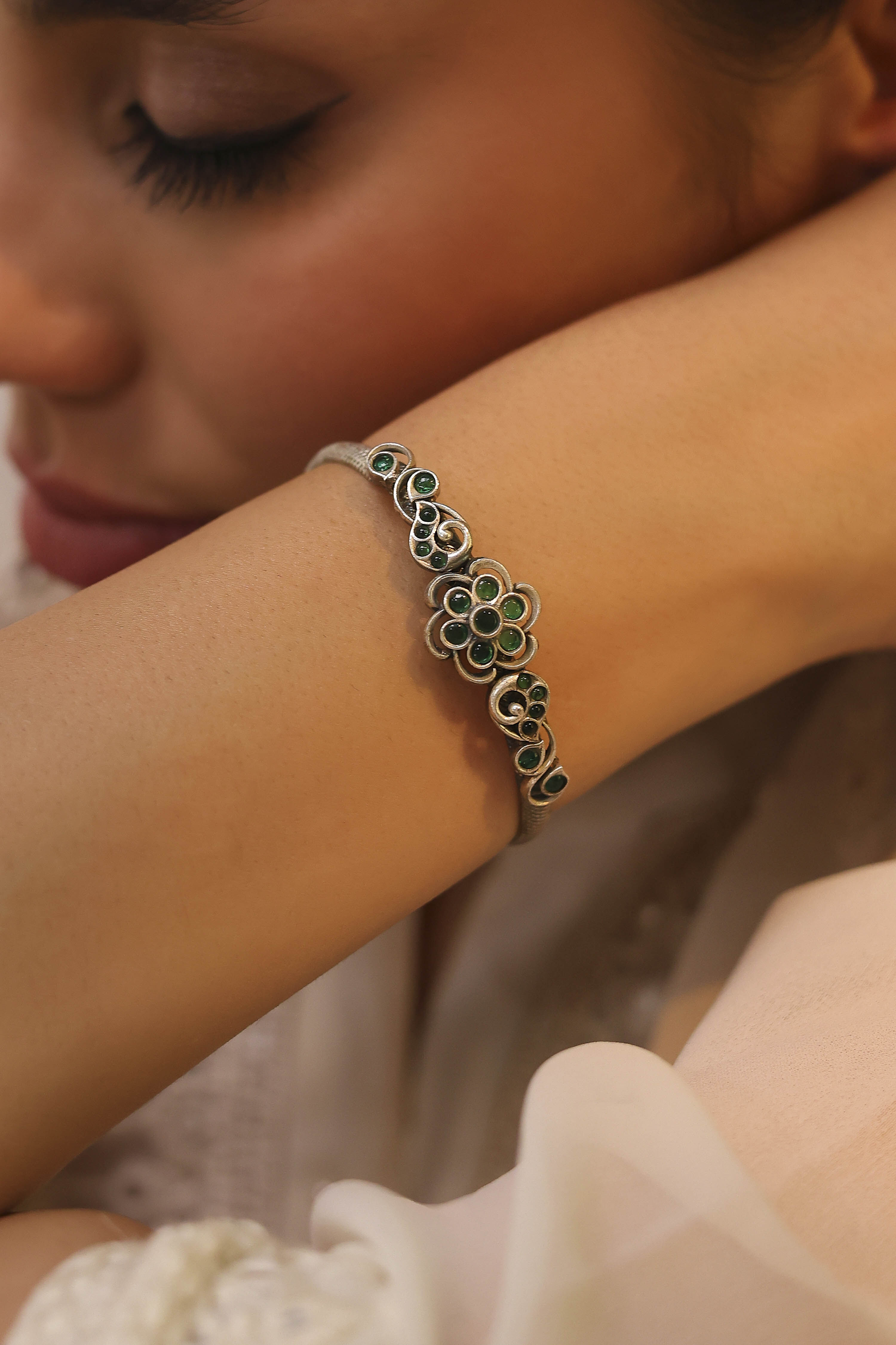 Green Brass Oxidised Bangles image number 1