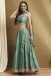 Sea Green Chanderi Silk Lehenga Set image number 3