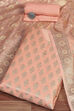 Peach Cotton Printed Embroidered Unstitched Suit Set image number 0