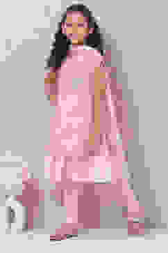Pink Art Silk Straight Kurta Churidar Suit Set image number 3