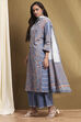 Purple Cotton Printed A-Line Suit Set image number 3