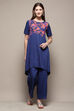 Indigo Rayon Asymmetric Kurta Palazzo 2 Piece Set image number 6