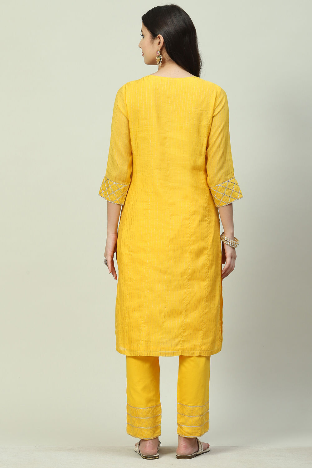 Yellow Art Silk A-Line 2 Piece Set image number 4