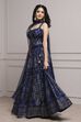 Blue Fitted Printed Lightweight Lehenga Set image number 3