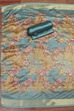 Blue Cotton Printed Embroidered Unstitched Suit Set image number 3