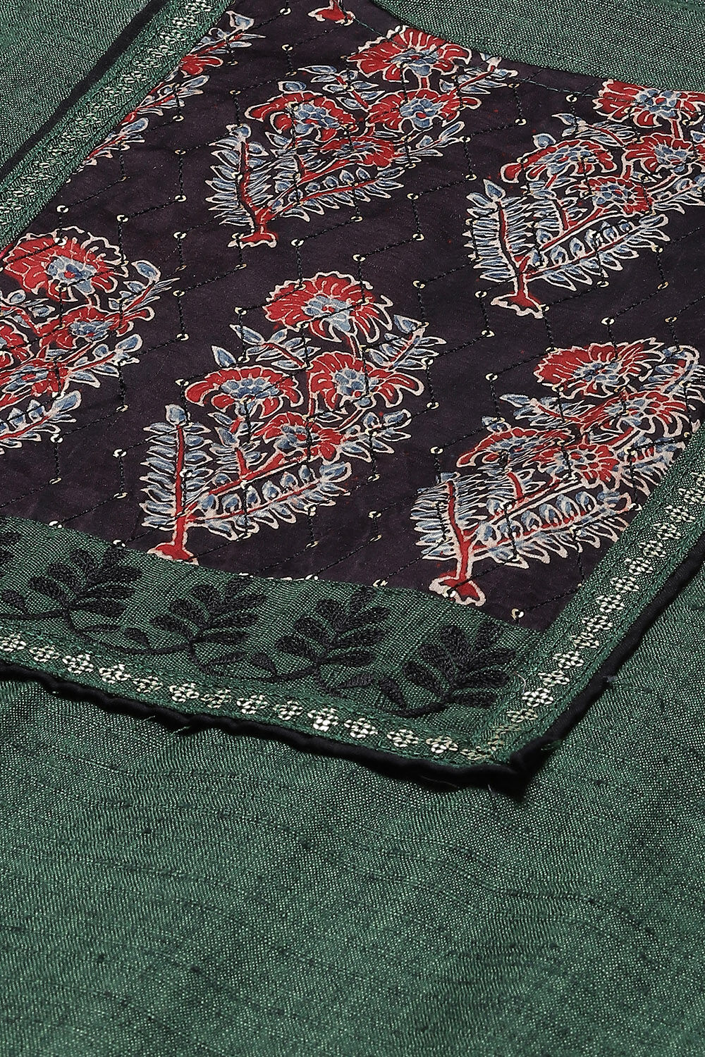 Maroon Chanderi Machine Embroidered Unstitched Suit Set image number 1