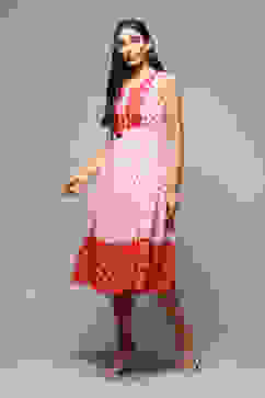 Red Cotton Tiered Dress image number 2