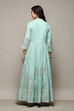 Aqua Blue Cotton Anarkali Kurta Lehenga Set image number 5