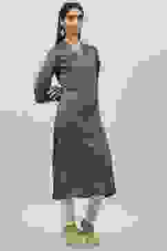 Olive Green Straight Printed Kurta image number 3