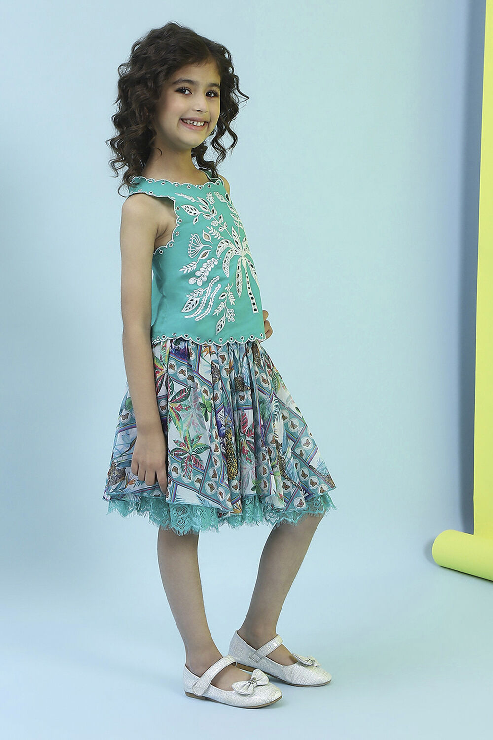 Green Cotton Top and Skirt image number 5