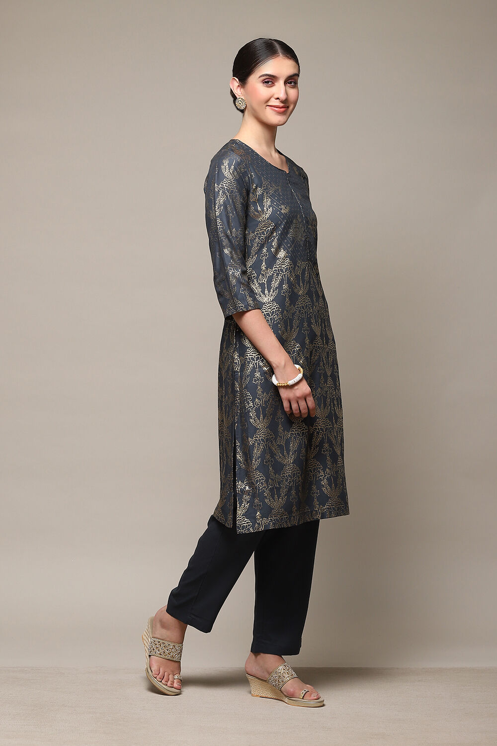 Blue Rayon Flared 2 Piece Set image number 5