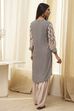 Black and Beige Printed Straight Suit Set image number 4