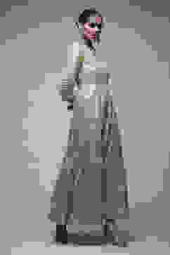 Gold Nylon Flared Cocktail Gown image number 4