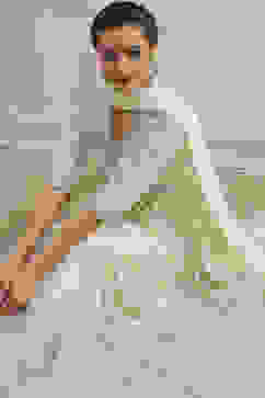 Off-White Cotton Foil Printed Anarkali Suit Set image number 0