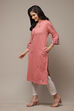Peach Acrylic Straight Yarndyed Kurta image number 3