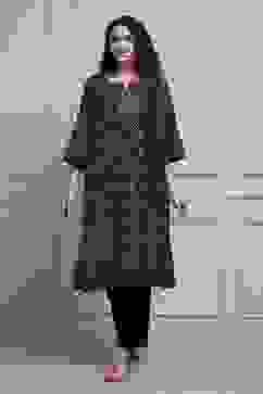 Purple Velvet Straight Winter Kurta Set image number 0