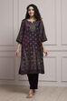 Purple Velvet Straight Winter Kurta Set