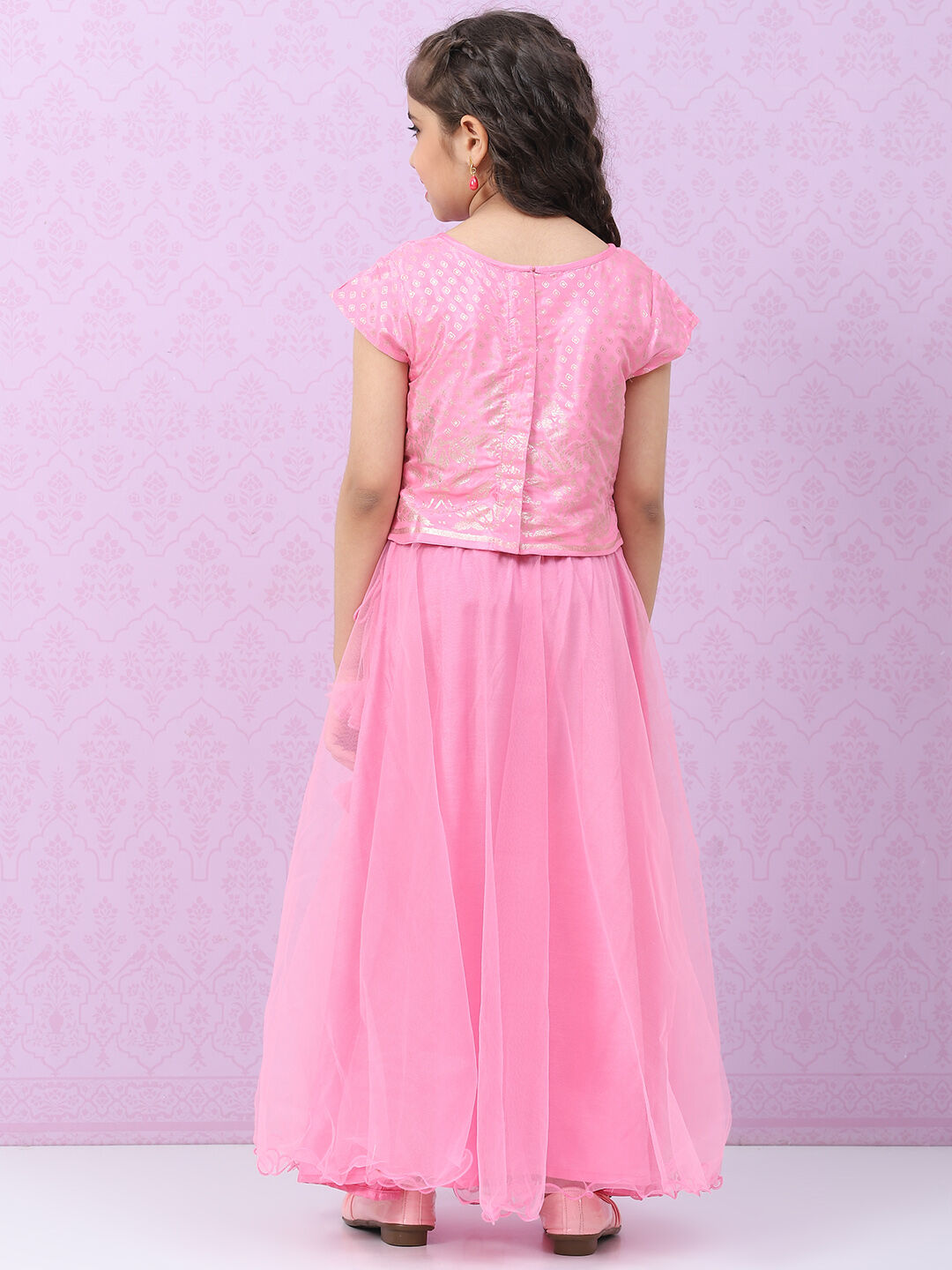 Pink Viscose Lehenga Set image number 4