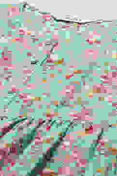 Green & Turquoise Printed Cotton Gathered Suit Set image number 1