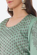 Green Organza Satin Unstitched Suit Set image number 1