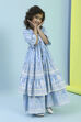 Powder Blue Cotton Tiered Kurta Set image number 0