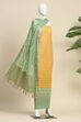Mustard Poly Cotton Banarasi Unstitched Suit Set image number 4