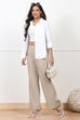 Beige Solid Relaxed Fit Pants image number 0