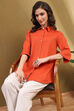 Dusk Blue Cotton Blend Solid Straight Shirt Style Kurti image number 6
