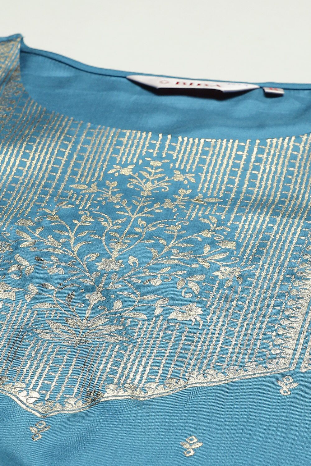 Blue Printed Viscose Straight Kurta Regular Pant Suit Set image number 1